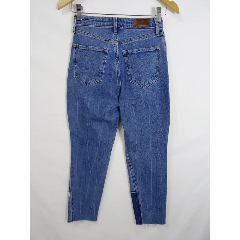 Hollister Cotton Blend Colorblock Mom Stretch Jeans Women Size W23 L25